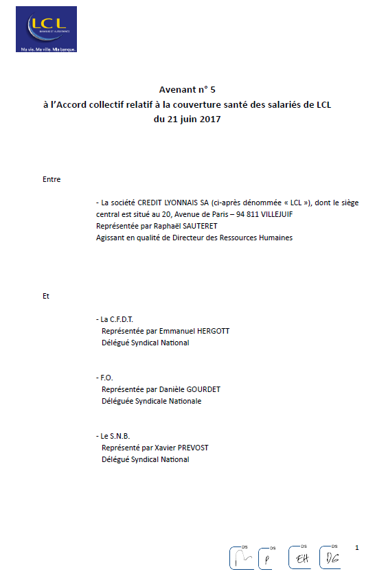 AV. 5 À L'ACCORD RELATIF À LA COUVERTURE SANTÉ DES SALARIÉS