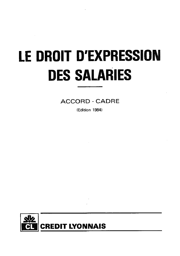 Avenant à l'accord cadre relatif au droit d'expression des salariés