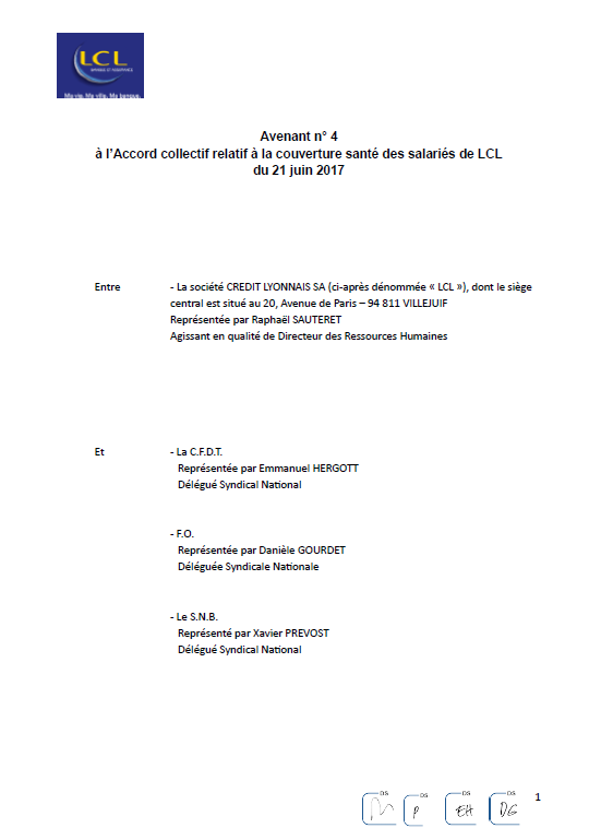AV. 4 À L'ACCORD RELATIF À LA COUVERTURE SANTÉ DES SALARIÉS