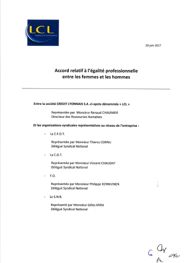 Accord égalité professionnelle Femmes/Hommes